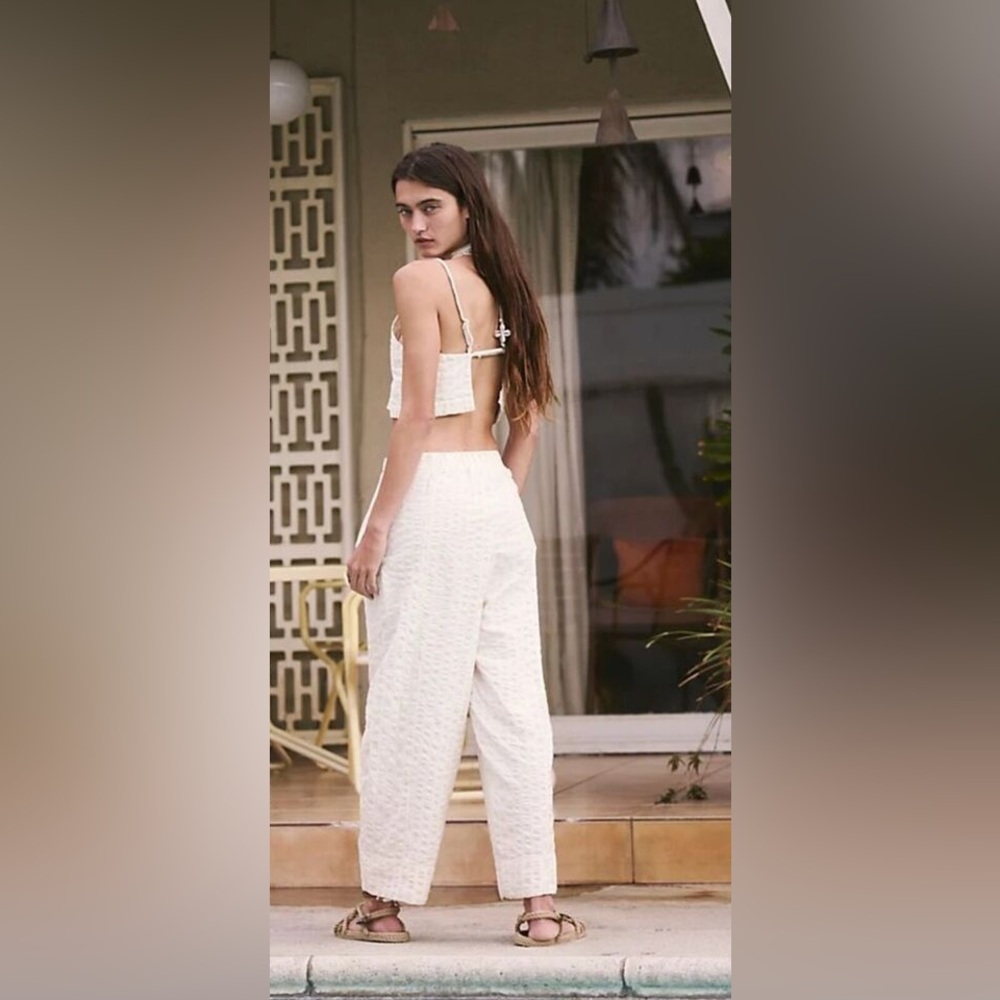 NWT Free People Tulip Set Crop Top & Trousers Summer Outfit Ivory, Small